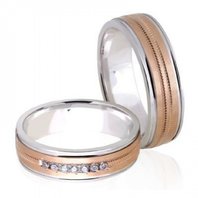 Обручальные кольца 1-2186-C-F | 1-2186-C-F-C14456 комбинированные, гладкое и фигурное