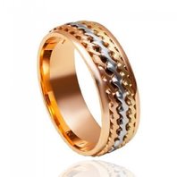 Обручальное кольцо 1-2141-M-N-C14464 комбинированное, фигурное