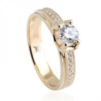 Помолвочное кольцо 1-3050-Y-D-C14476 из желтого золота, гладкое