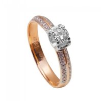 Помолвочное кольцо 1-1385-C-D-C14479 комбинированное, гладкое