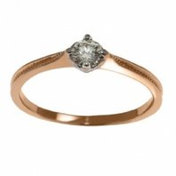 Помолвочное кольцо 111723-А14524 из красного золота, гладкое