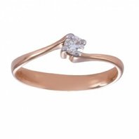 Помолвочное кольцо 111988-А14528 из красного золота, гладкое