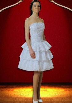 Свадебное платье С21642. С пышной юбкой, короткое без шлейфа.