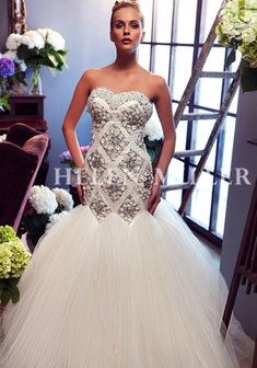 Свадебное платье Тиффани-L21941. Силуэт Русалка (Рыбка), длинное без шлейфа.