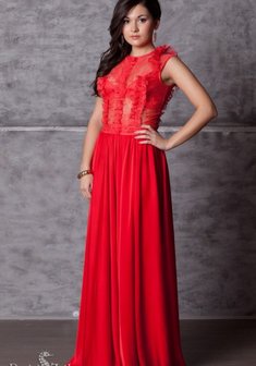 Вечернее платье 2011-D36685. А-силуэт, длинное без шлейфа.