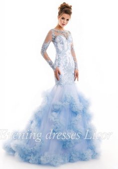 Вечернее платье G65136. Силуэт Русалка (Рыбка), длинное со шлейфом.