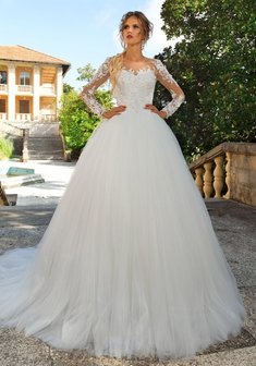 Свадебное платье Этна-B65140. С пышной юбкой, длинное со шлейфом.