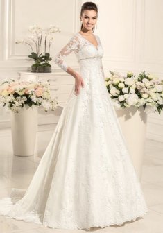 Свадебное платье B65154. А-силуэт, длинное со шлейфом.