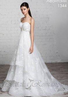 Свадебное платье Леонтайн-C65164. А-силуэт, длинное со шлейфом.