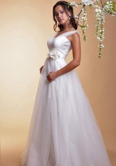 Свадебное платье D65206. А-силуэт, длинное без шлейфа.