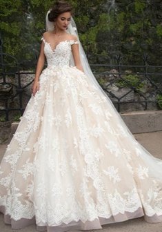 Свадебное платье L65224. С пышной юбкой, длинное со шлейфом.