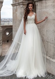 Свадебное платье L65228. А-силуэт, длинное со шлейфом.