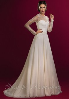 Свадебное платье Брук-L65244. А-силуэт, длинное со шлейфом.