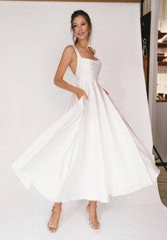 Свадебное платье М69190. А-силуэт, короткое без шлейфа.